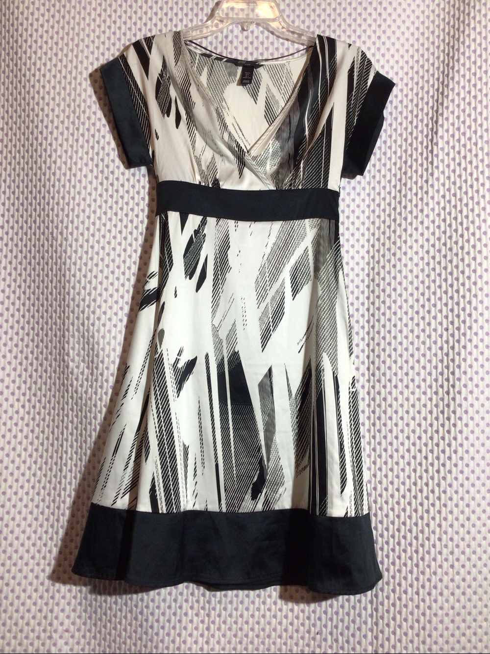 H&M silky black and white graphic print dress
